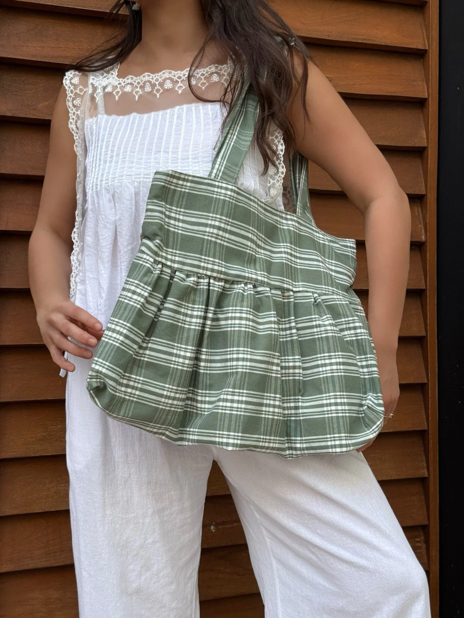 Sage Stripe Market Tote