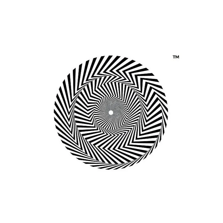 Optical illusion of a black and white spiral pattern creating a hypnotic effect.