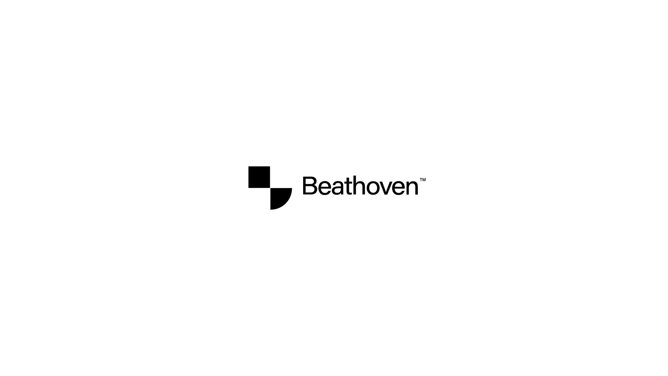 Black and white logo of Beethoven with stylized black shapes and the text 'Beethoven' in modern font.