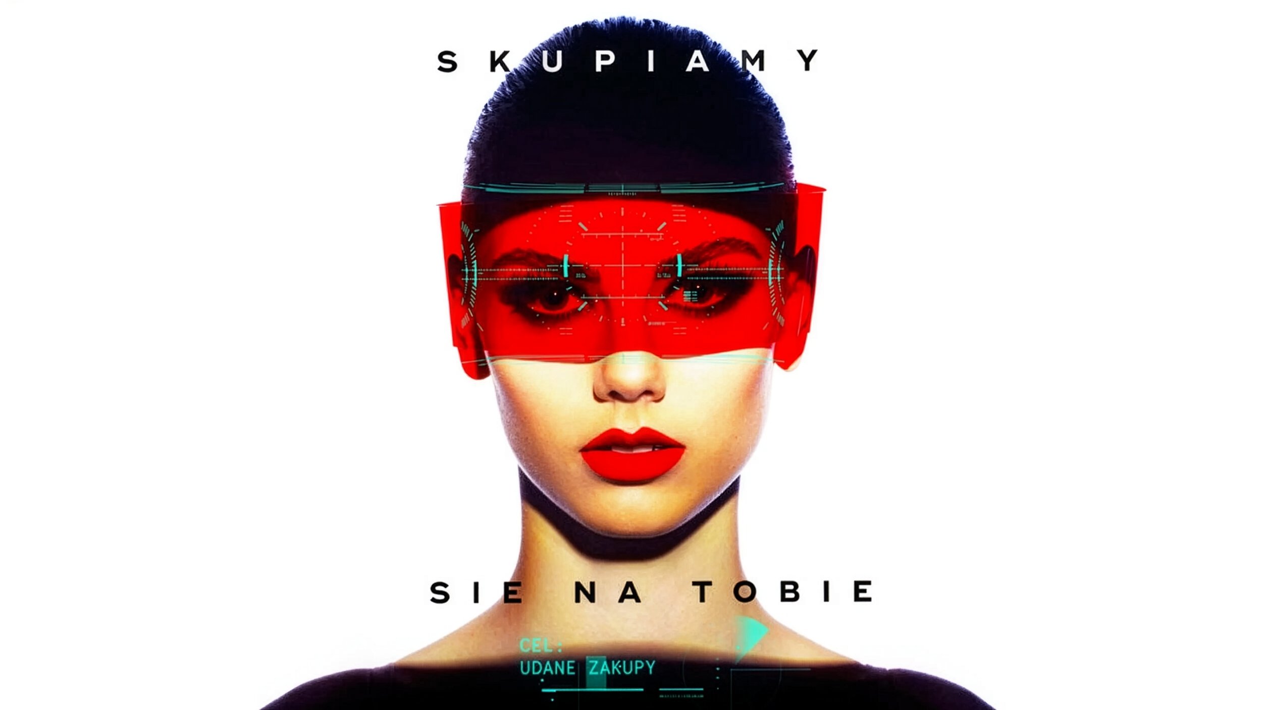 A woman wearing futuristic red goggles with digital targeting graphics, with the words 'Sko Pi Am Y' at the top and 'Siena Tobie' at the bottom.