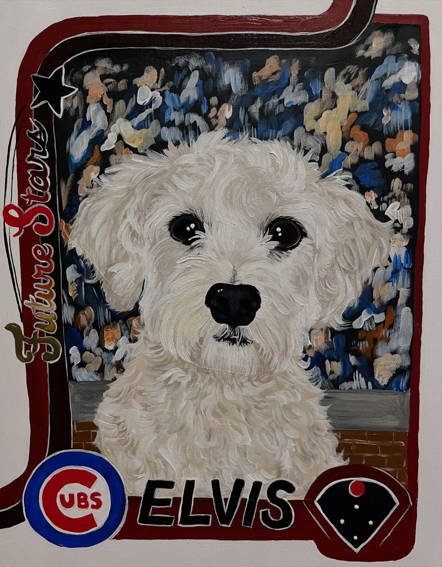⚾️ elvis ⚾️ really cool request &mdash; she wanted it to look like he was on a cubbies baseball card! 🏟️