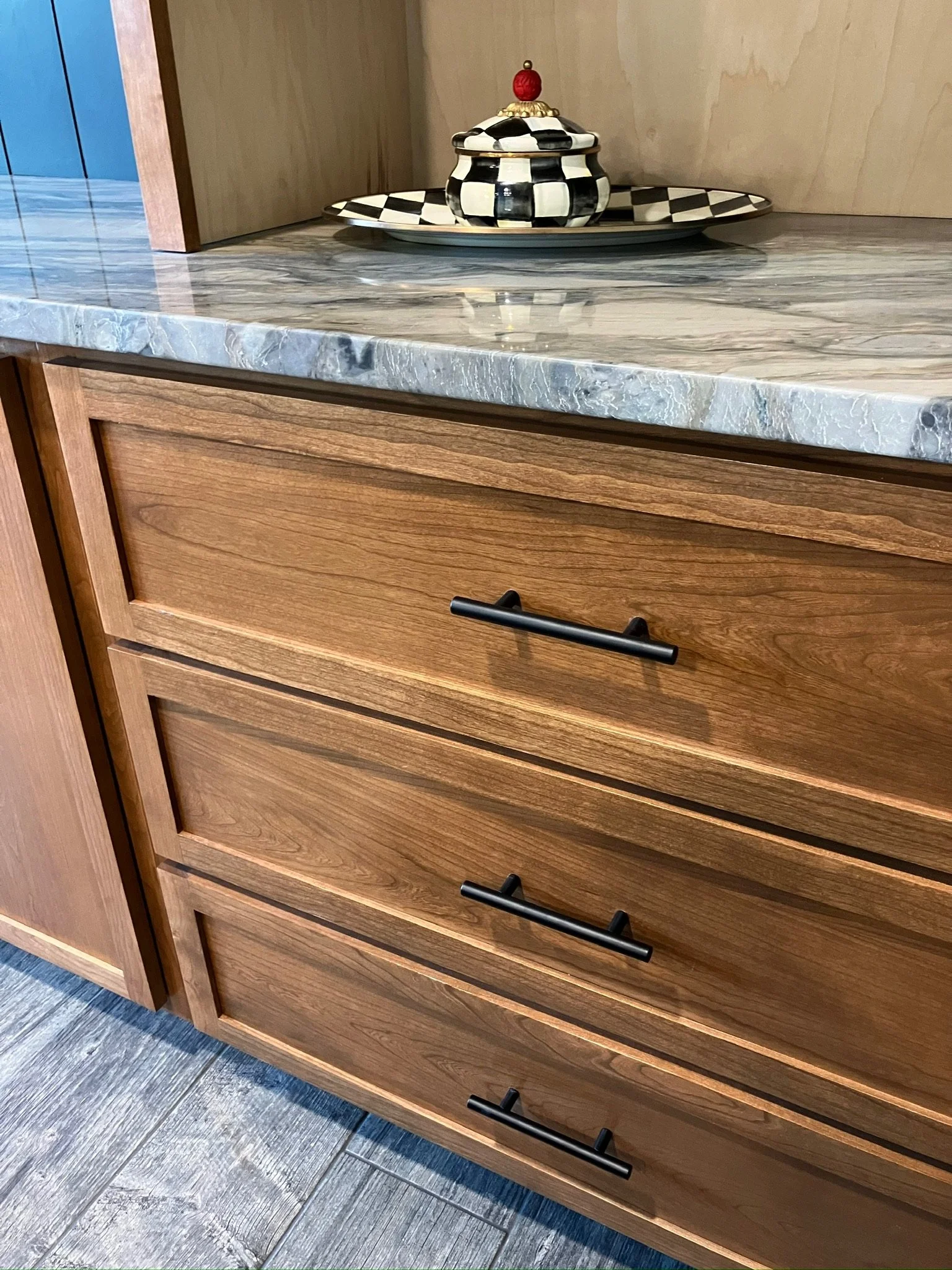 Custom Cherry Wood Cabinet Detail