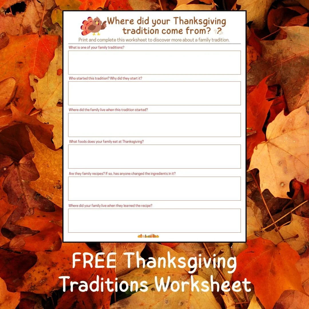 FREE Thanksgiving Tradition Worksheet