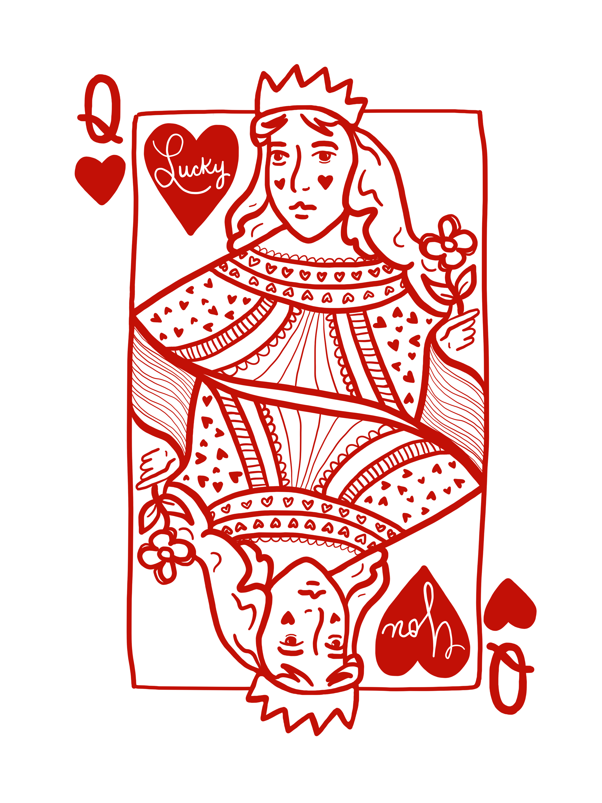Lucky You Queen Playing Card Graphic
