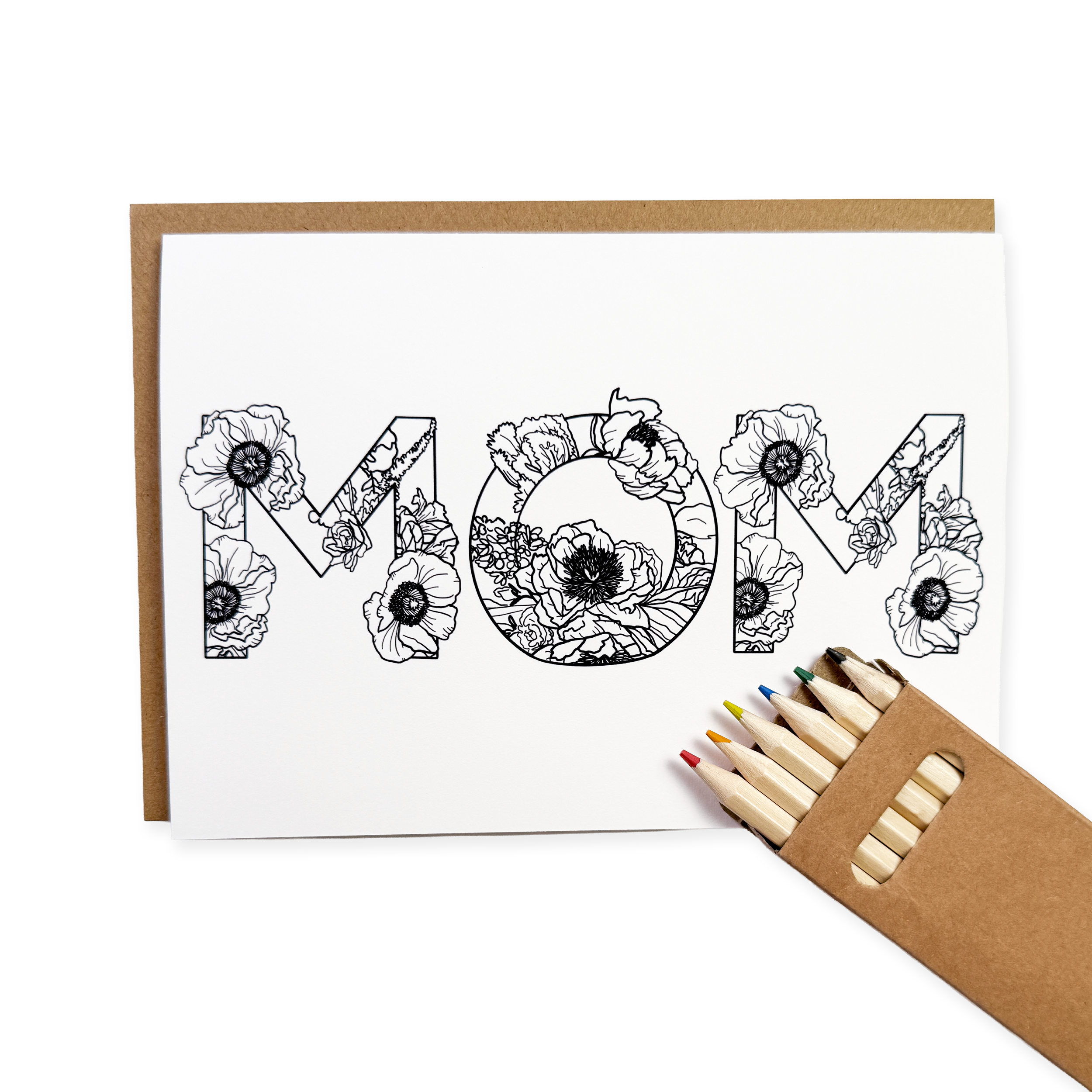 MOM Blooming Alphabet Coloring Card