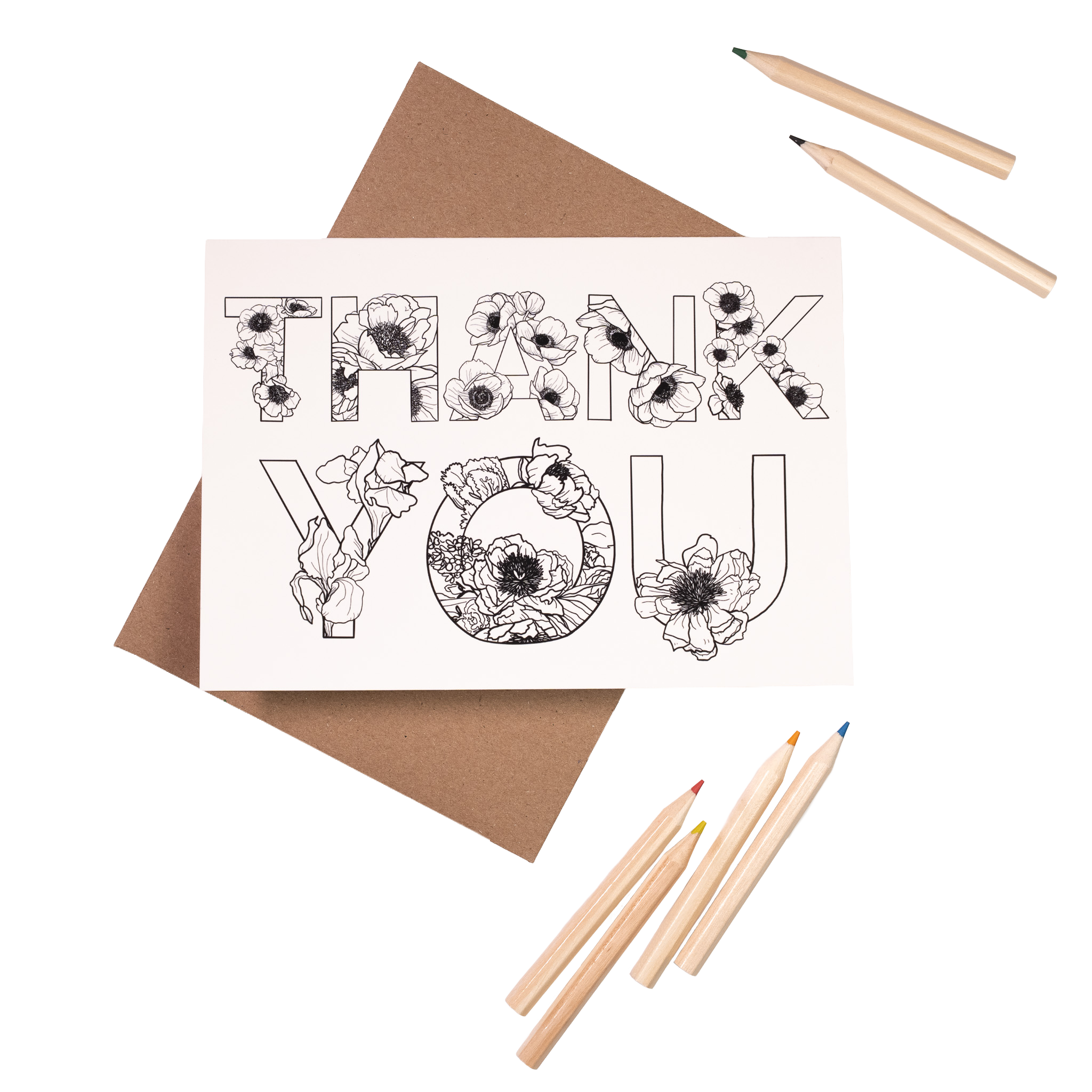 Thank You Blooming Alphabet Coloring Card