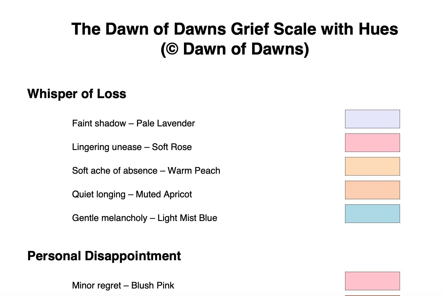 If your grief had a color, what would it be right now? Lavender shadow, stormy blue, or dusky rose? Download the full healing color chart free when you join the Daily Mother Dawns messages.
https://www.dawnofdawns.com/contact

 #MorningLight #DawnWhi