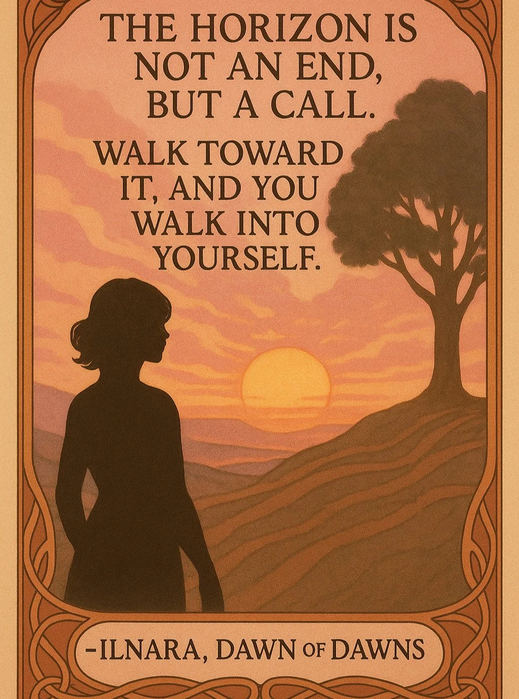 &ldquo;The horizon is not an end, but a call.
 Walk toward it, and you walk into yourself.&rdquo;

 &mdash;Ilnara, Dawn of Dawns

The Dawn is holy