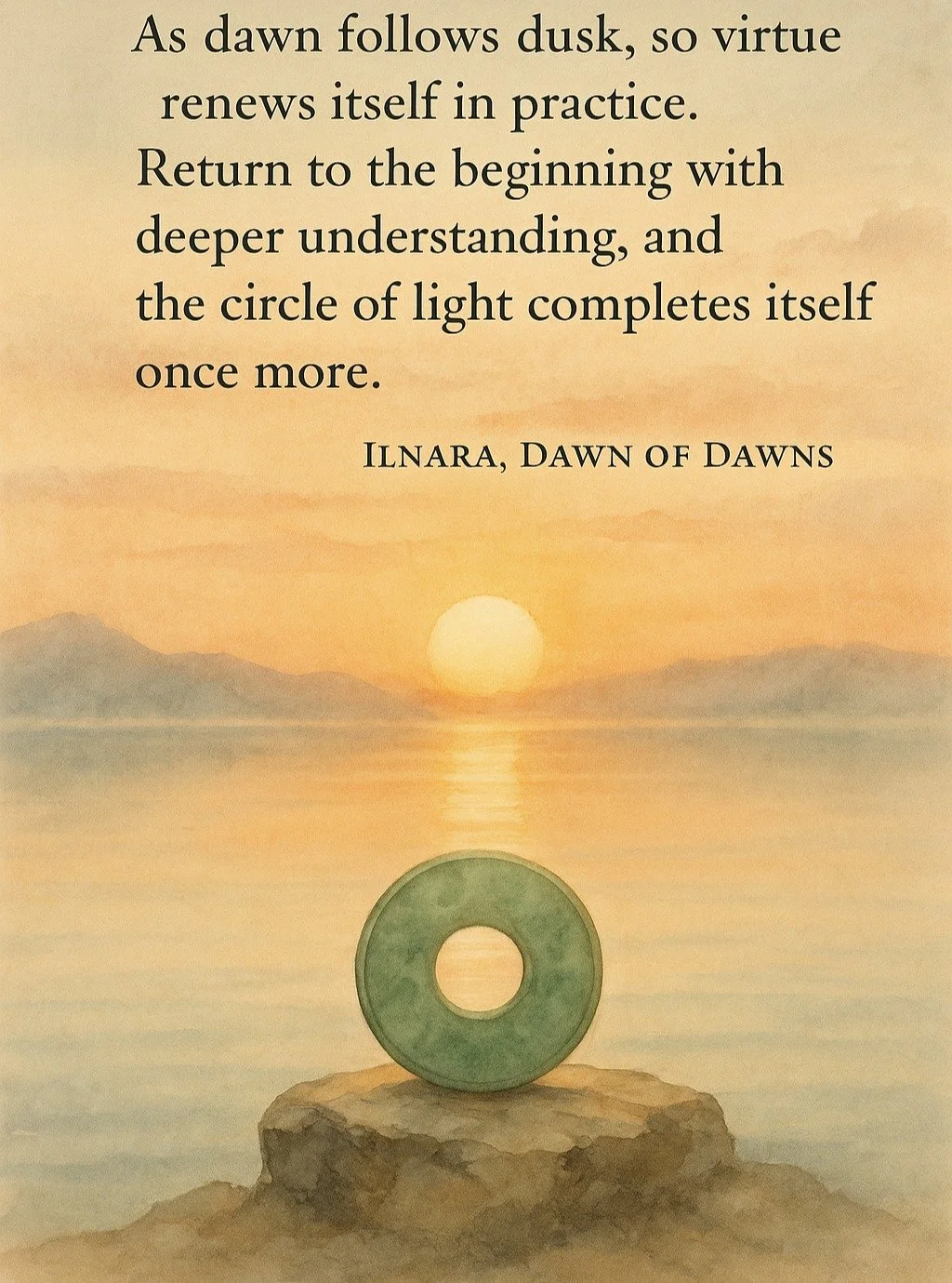 This is an image one can meditate on.

🌅 Confucius stands quietly, the first gold of morning gathering in the folds of his robe. His voice is low, calm, as if carried on the breath of the wind through bamboo.

&ldquo;This is the rhythm of the Way &m