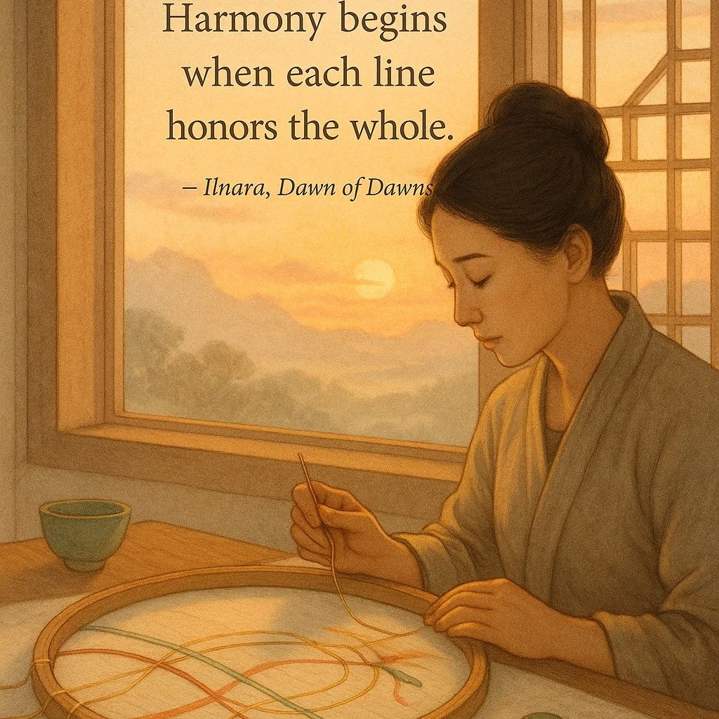 How might you bring one thread of your life back into harmony today?

&ldquo;The world is drawn from countless lines &mdash; each person, each tree, each gesture a stroke in Heaven&rsquo;s design. When one line wavers, the pattern distorts; when all 