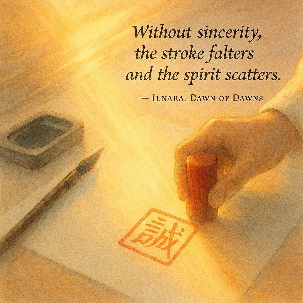 What would your mark upon the world look like if it were sealed with sincerity?

&ldquo;This is a day for unmasking &mdash;
to let your inner and outer self move as one breath. Sincerity is not performance; it is transparency &mdash;the courage to st