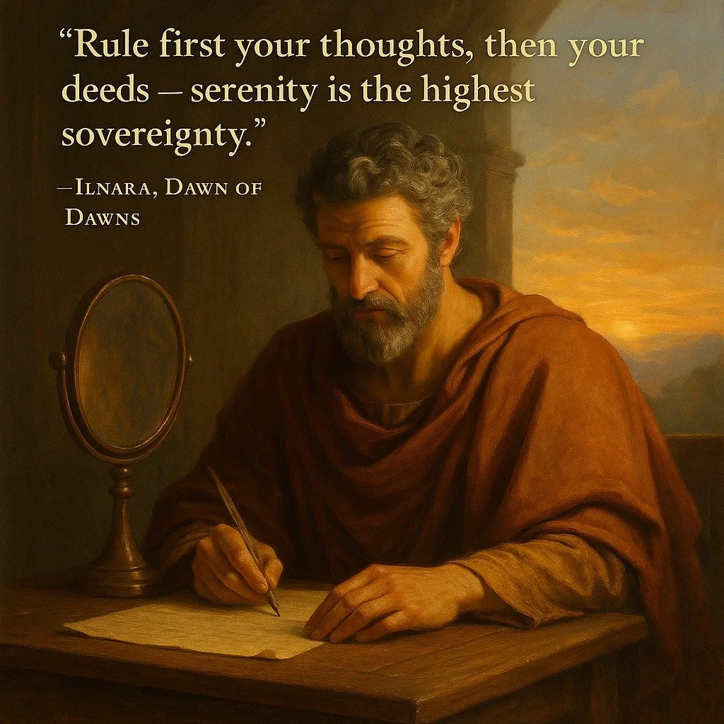 The Emperor of Stillness, Marcus Aurelius
Stoicism as serenity &mdash; ruling oneself before ruling the world.
Practice: Begin the day by writing one line of gratitude, end it by releasing one worry.

How to Release a Worry (Stoic + Compassionate Gui