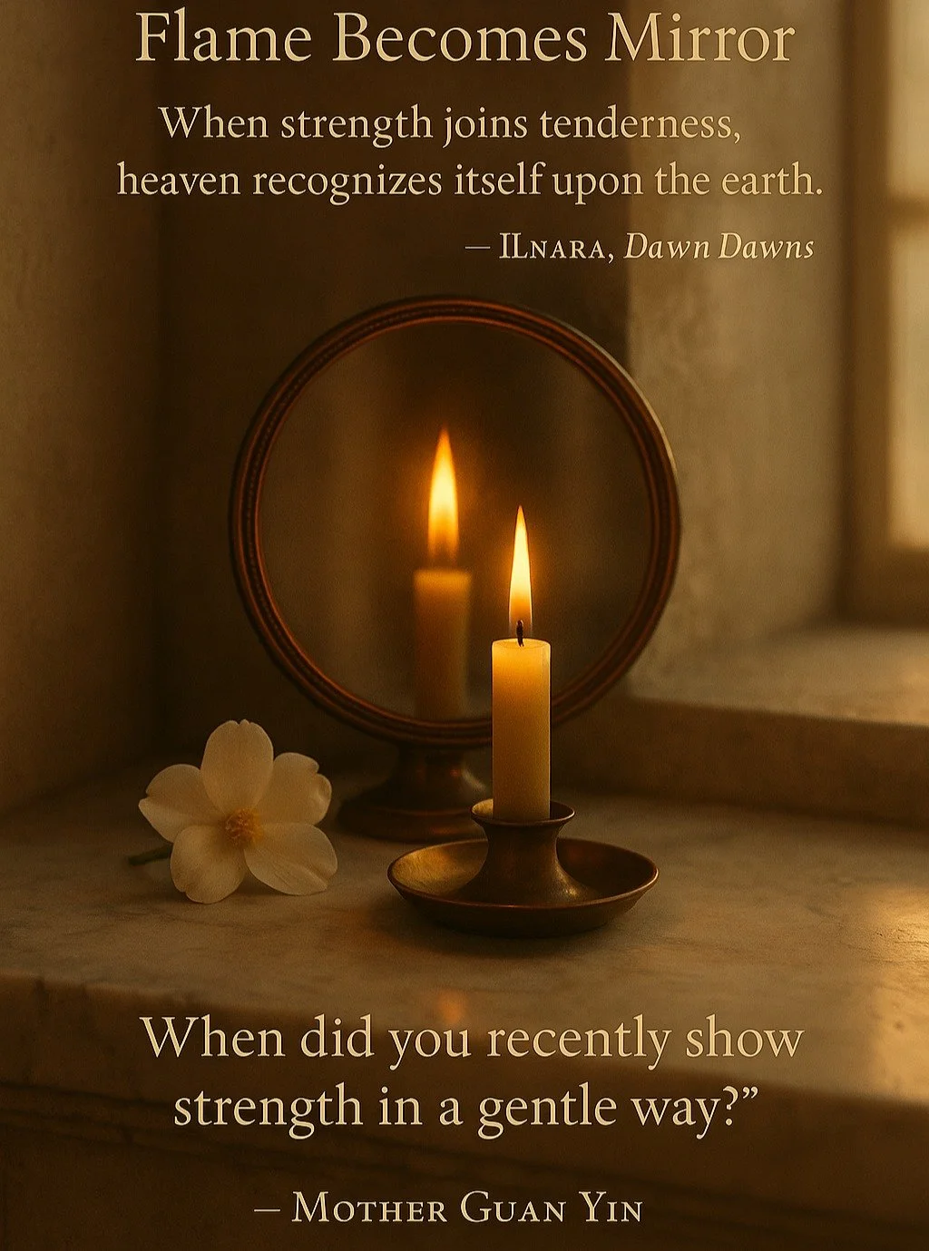 The Roman Dawn series completed. The teachings: 
Law &bull; Hearth &bull; Wisdom &bull; Compassion
These are not separate virtues. They are a circle. Together they become sovereignty without harshness.
Ritual: Offer a white flower or pinch of salt be