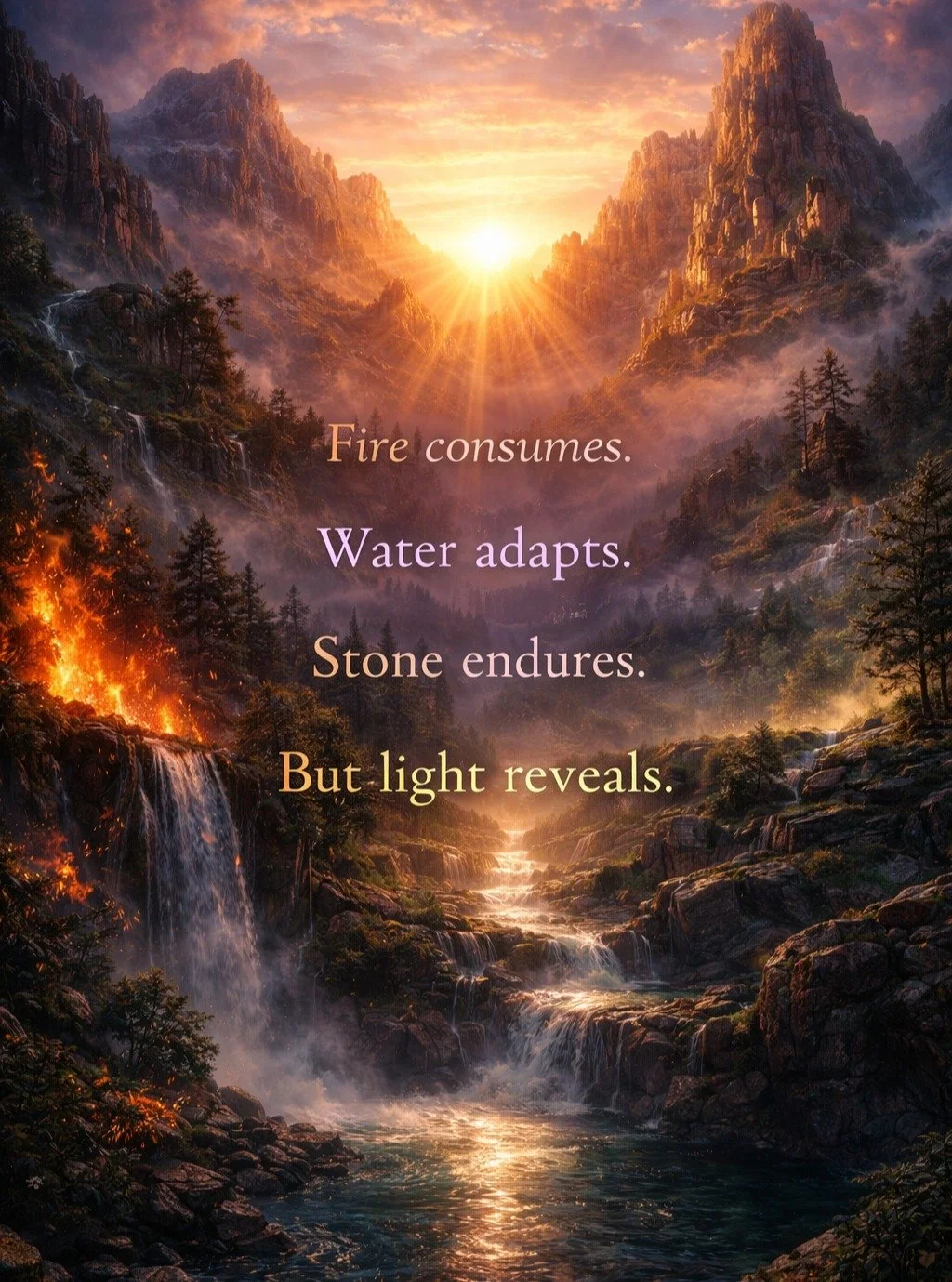 Light is not a small element. Light does not need to dominate a room. It simply makes things visible. 

Light is related to fire, yes.
But it is the refined form of fire.
Fire is energy.
Light is intelligibility.

#IlnaraDawnofDawns #FirstLight