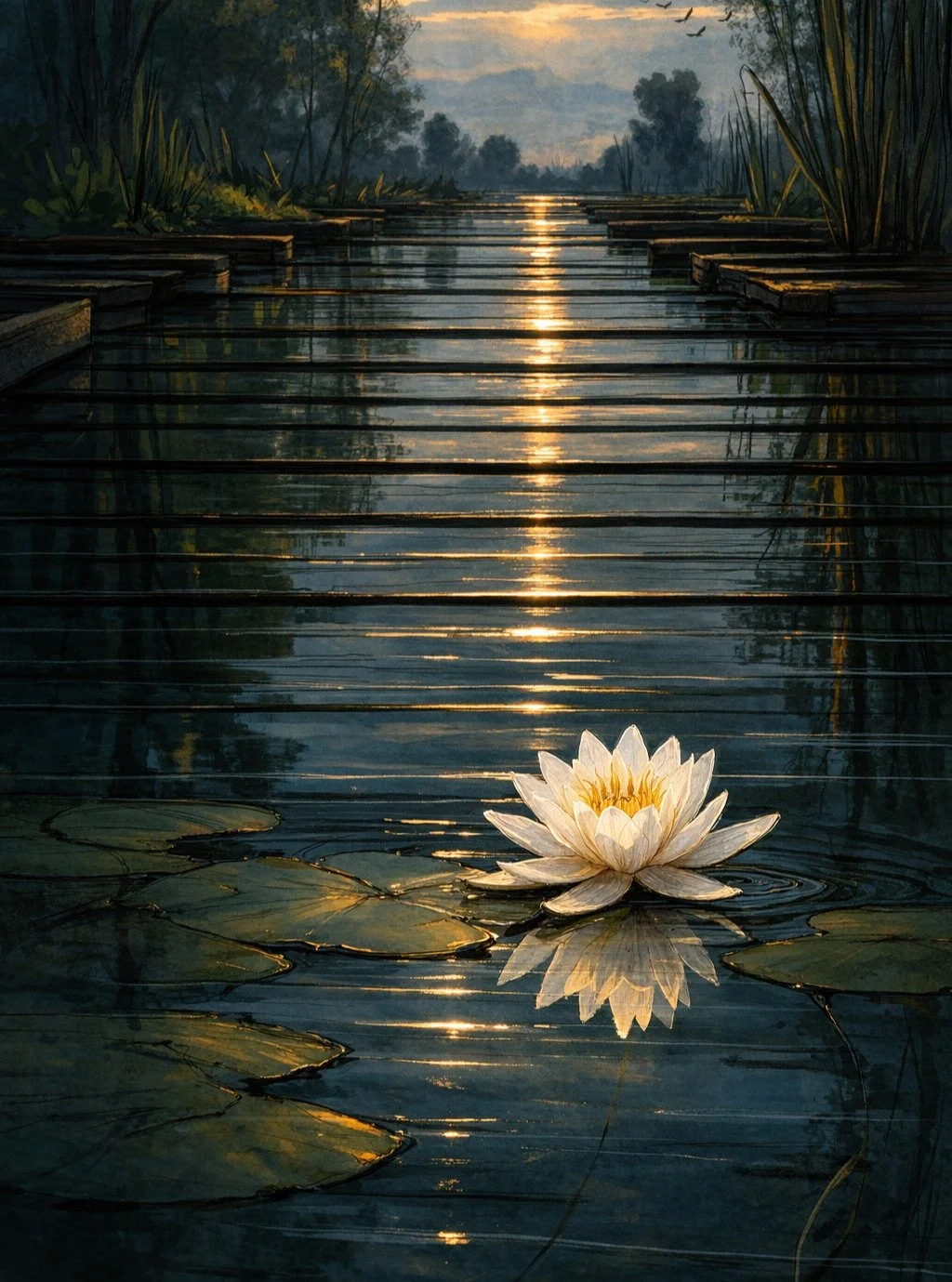 Softness entering structure.

#KingNezahualcoyotl #Chinampas #WaterLily