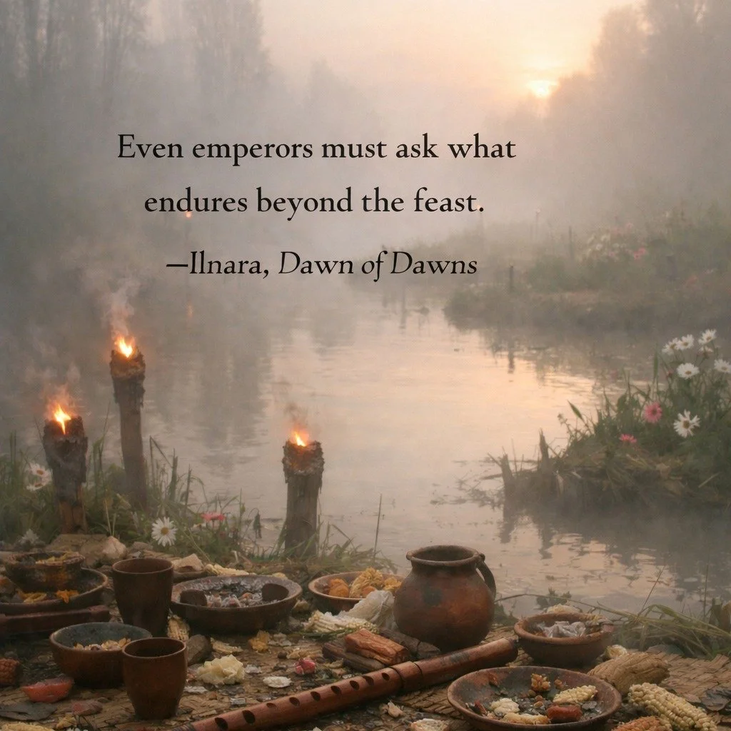 Poet-King Nezahualcoyotl
In Nahua poetry, there is a recurring theme:

We borrow the earth.
We adorn ourselves briefly.
Then we depart.

Feasts were real &mdash; ritual, political, celebratory. But so was impermanence.
In xōchitl in cuīcatl &mdash; f