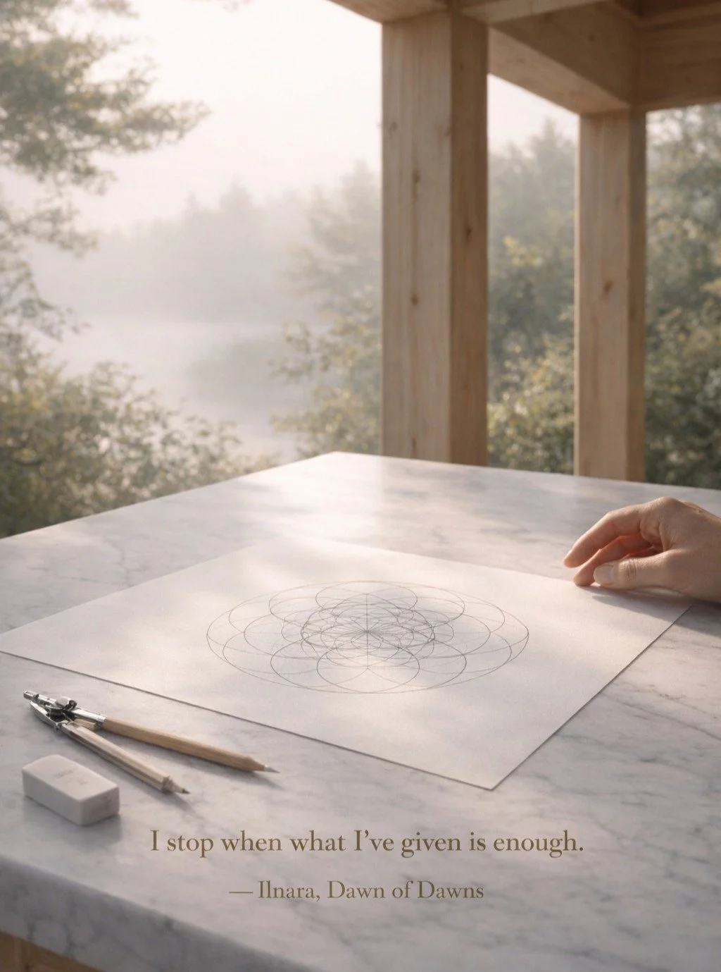 The Dawn of Enough
The discipline of ending. Completion is done, and now it is let go. It simply&hellip; ends.

#Discipline #Stop #Enough #Completion #IlnaraDawnOfDawns