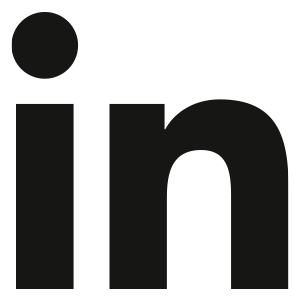 The black LinkedIn logo on a white background.