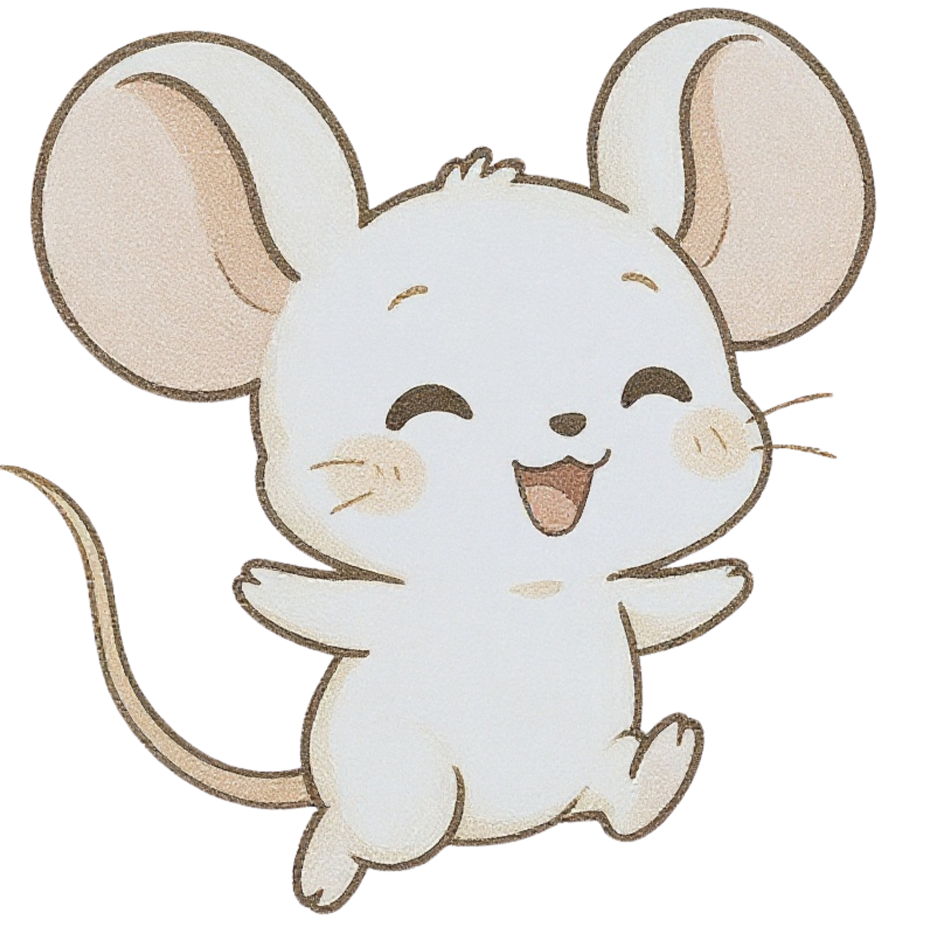 ネズミ―一家のズーちゃんはスキップして楽しそう。きなりちゃんの日傘の上を大喜びで走っているよ。