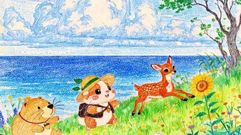 暑い夏　あの坂を駆け上って🌻
#夏
#海
#ひまわり
#カッピーズもりのなかまたち