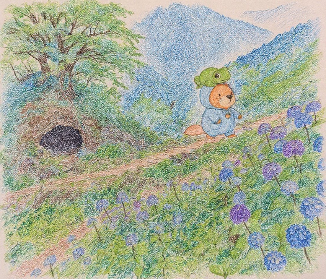 大きな穴を通り過ぎるけど、ケロちゃんはあの大きな不気味な穴が気になるみたい。
