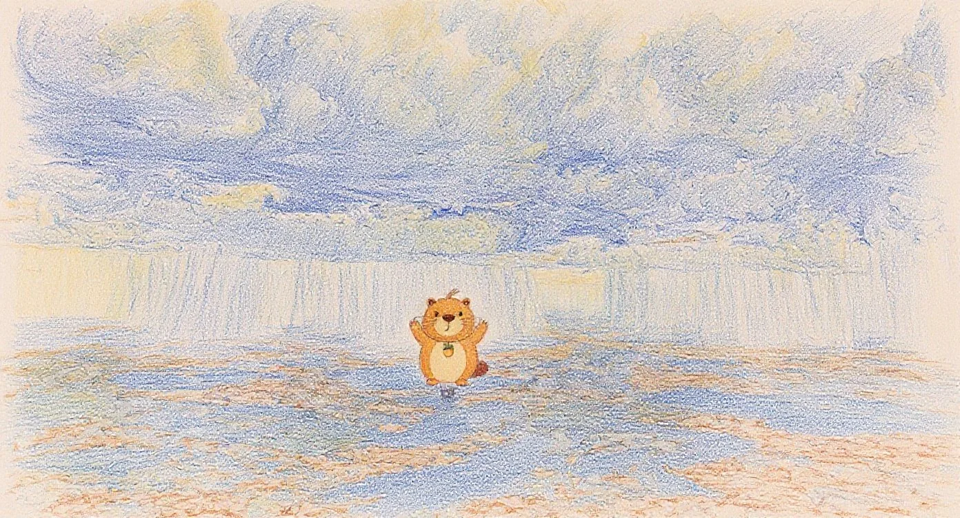 ぴゅーーー　ジャンプして雲の上までいってくるかぴ