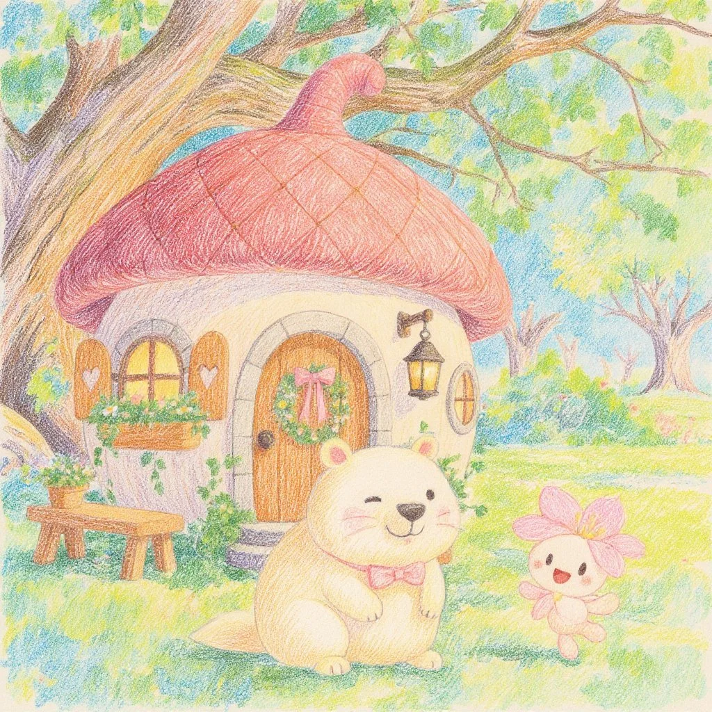「サクラっこ　おはよう！」きなりちゃんのどんぐりのおうちから出発だね！