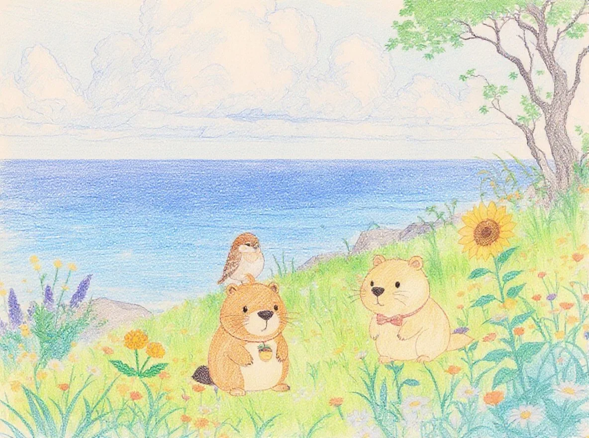 きなりちゃんは「ねえ、カッピーくん？」と声をかけるとカッピーはきなりちゃんをまっすぐに見つめて「ん？」といいました。