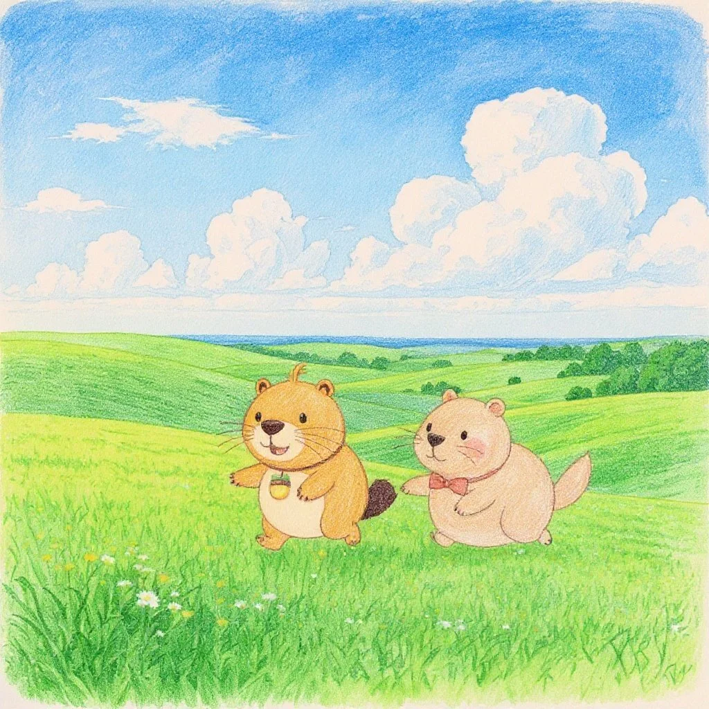 カッピーときなりちゃんは一緒に走り回って、息を切らして、楽し時間。