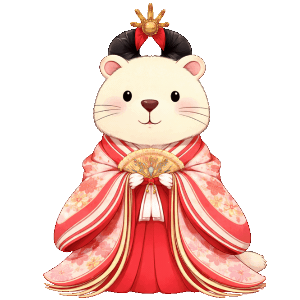 着物を羽織ったきなりちゃん。とっても嬉しそうかぴ！