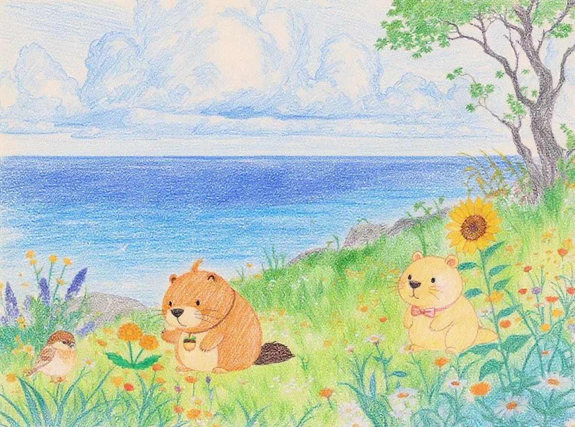 「あの子は確か。。。」きなりちゃんはタンポポを見ているカッピーを見つけます