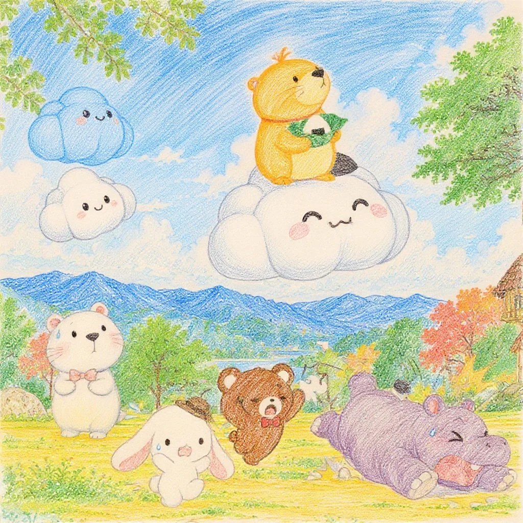 ふわふわ　ふわふわ　”だいじょうぶかな カッピー”  ドキドキ　ドキドキ    きなりちゃんは とってもしんぱい
