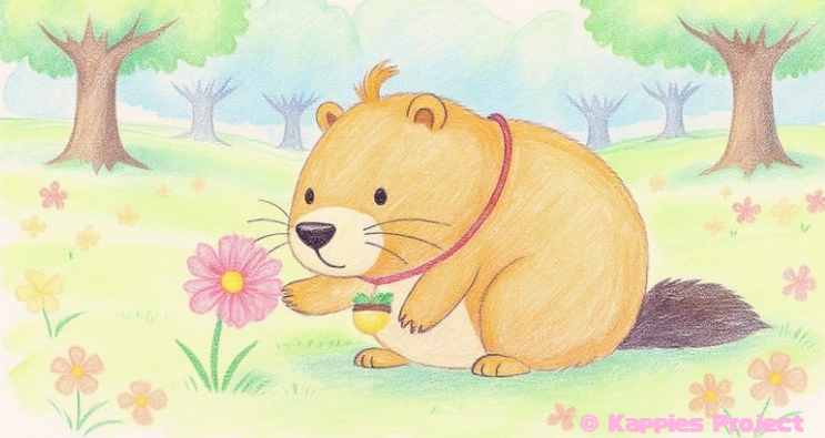 A small discovery makes the world feel new again.
みっけ！お花を見つけたカッピー。