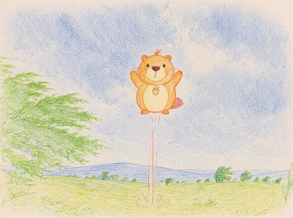 台風は雲なんだって！だから雲の上までジャンプすればいいんだかぴ　ぴょん！