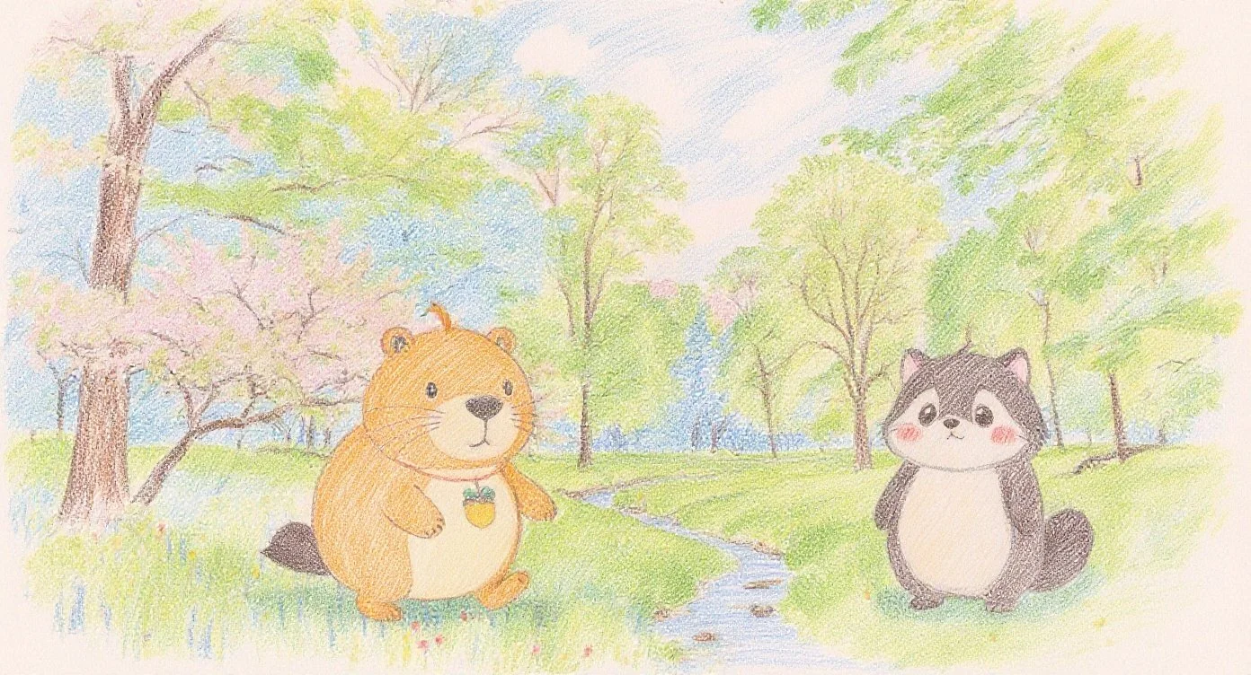 Kappy meets Tanupon and says, “Good morning!” タヌポンにあいました。「おはようかぴ！」