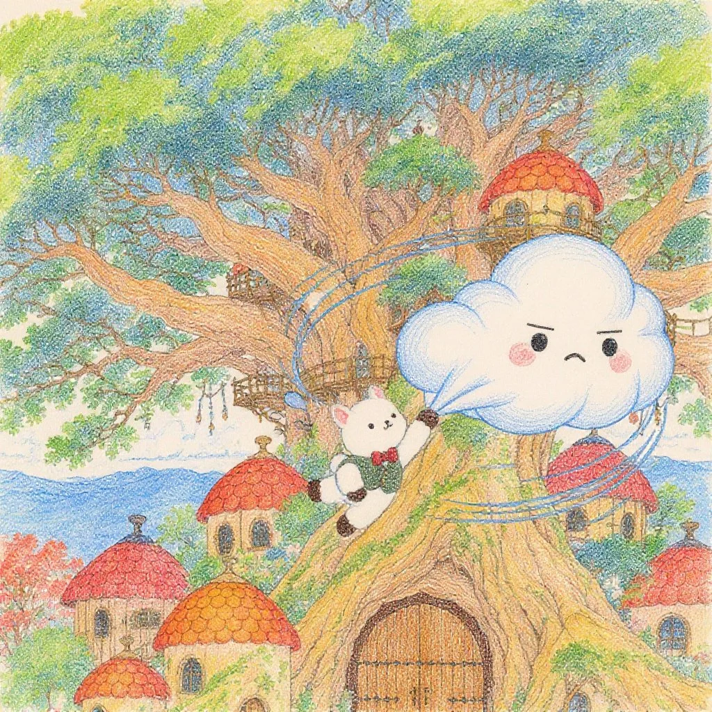 くもくんは 自由（じゆう）を愛（あい）する気（き）ままな自然（しぜん）の子（こ）  　「ぼくはじぶんの 好（す）きなときにとんで、すきなときに おひるねするんだ！」　けっして言（い）うことはきいてくれません。ぽぴゅん！くもくんは アルパカせんせいを ふりおろすように  とびあがりました！    「いつまでも ぼくをひっぱるなら こうしてやる！」