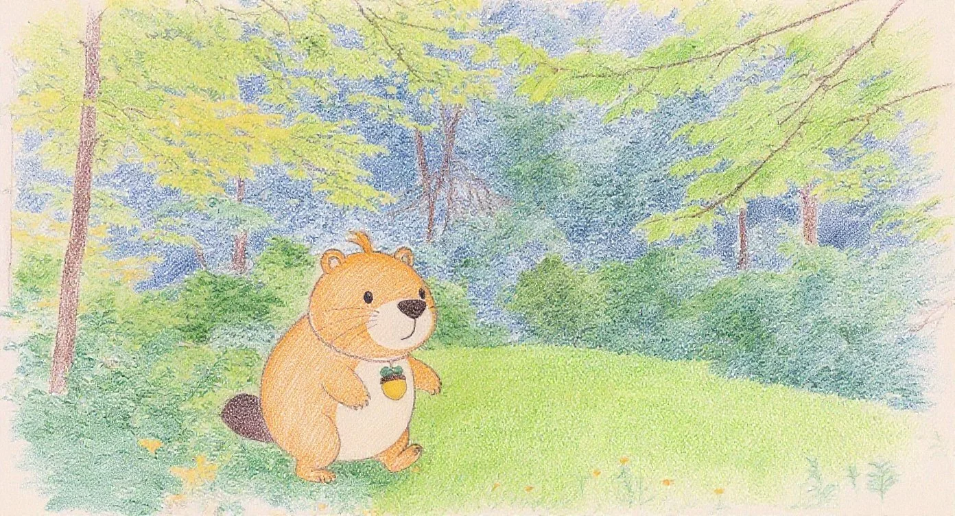 Kappy walks through the forest, step by step, along a quiet path. ペタペタ…ペタペタ…もりのなか。ひみつのこみちを歩くカッピー。