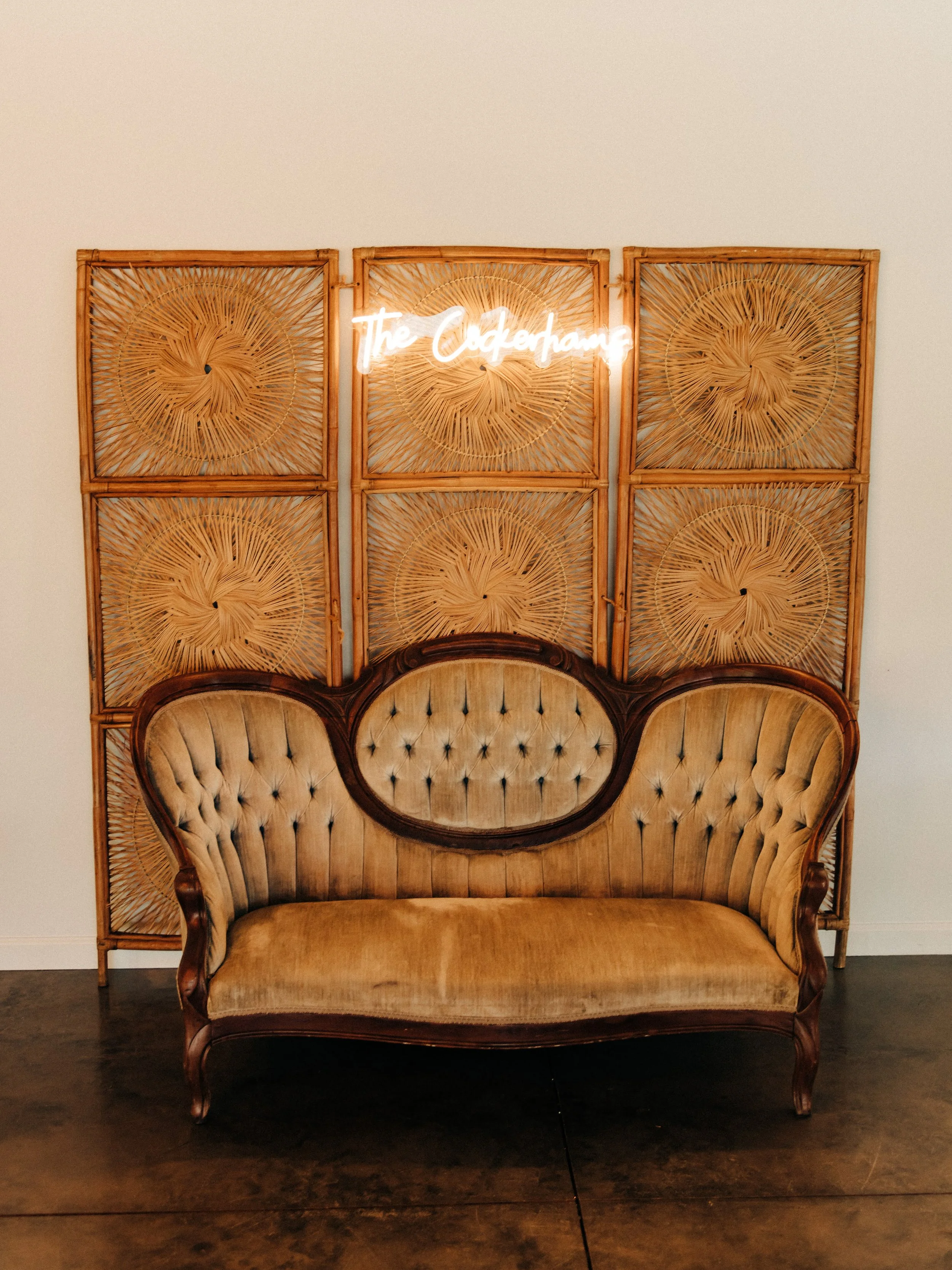 (1) wicker screen (couch is ours too)