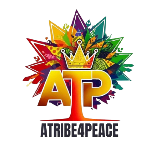 Colorful logo with a crown, a tree, and the letters 'AP' above the word 'TRIBE' and the word 'PEACE' below, representing a tribal peace organization.