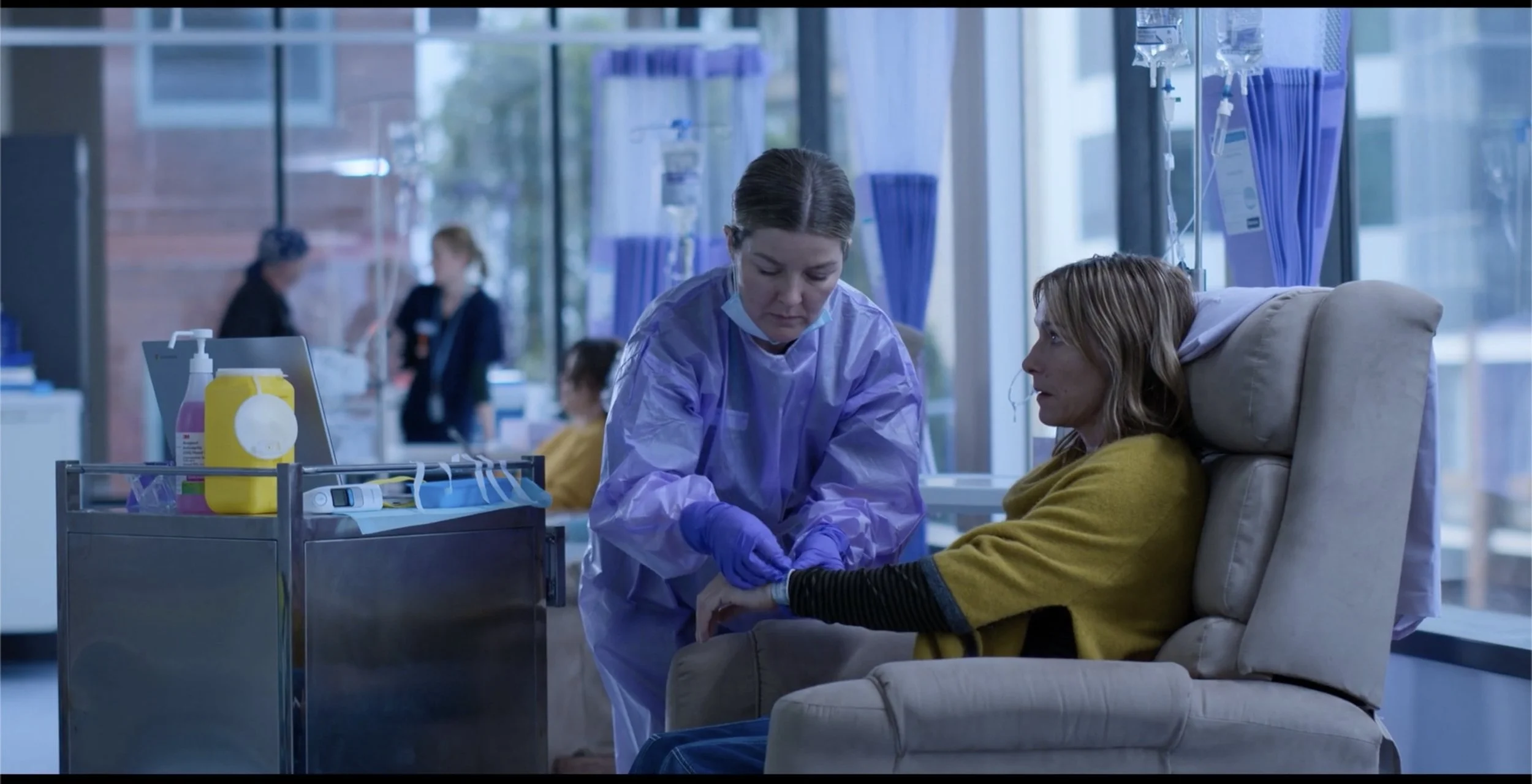 After this very mean treatment scene with Jaime, Angie misses the nice nurse Scarlett played by Contessa Treffone

