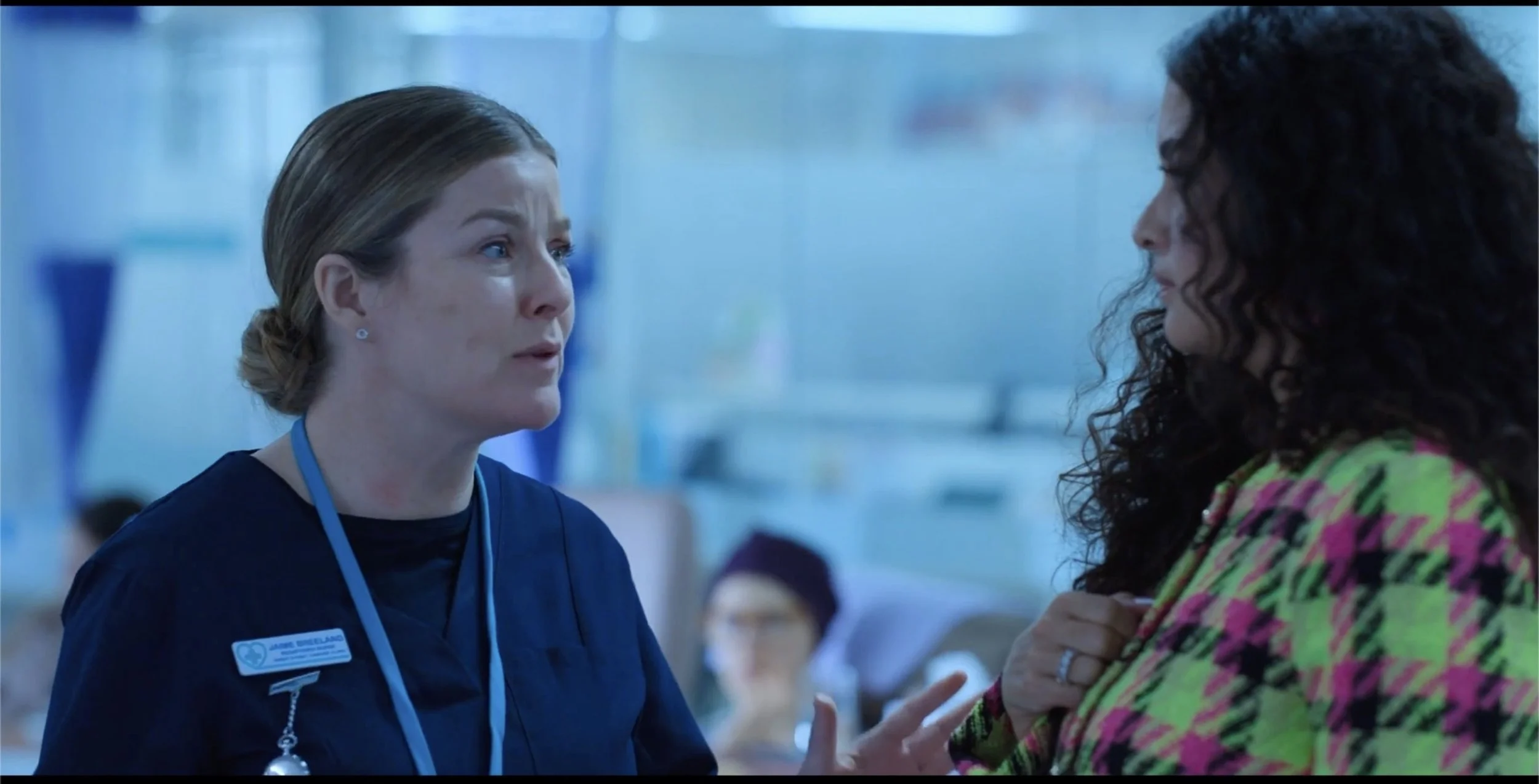 Jaime explains to Rosa (Paula Garcia) she can't stay long