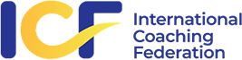 Logo of the International Coaching Federation with the abbreviation 'ICF' in yellow and blue text.