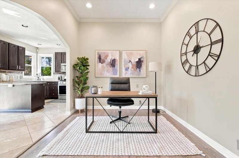 A recent stage we&rsquo;re loving ✨ Bright, welcoming spaces with plenty of natural light, including this perfect home office setup! 

Beautiful home listed by @dericklewin 🏡

Selling in the Omaha area? Let&rsquo;s make your home stand out. Link in 