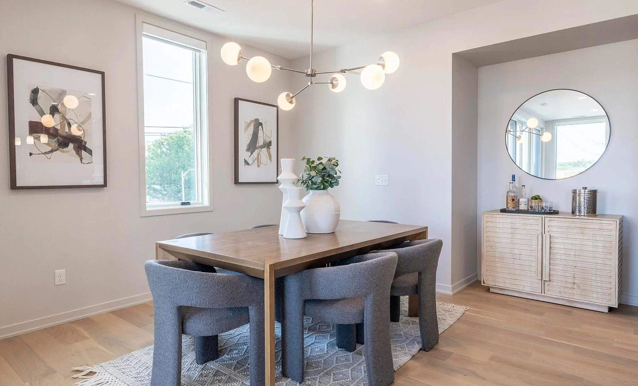 Modern dining room staging can help your home stand out in listing photos.