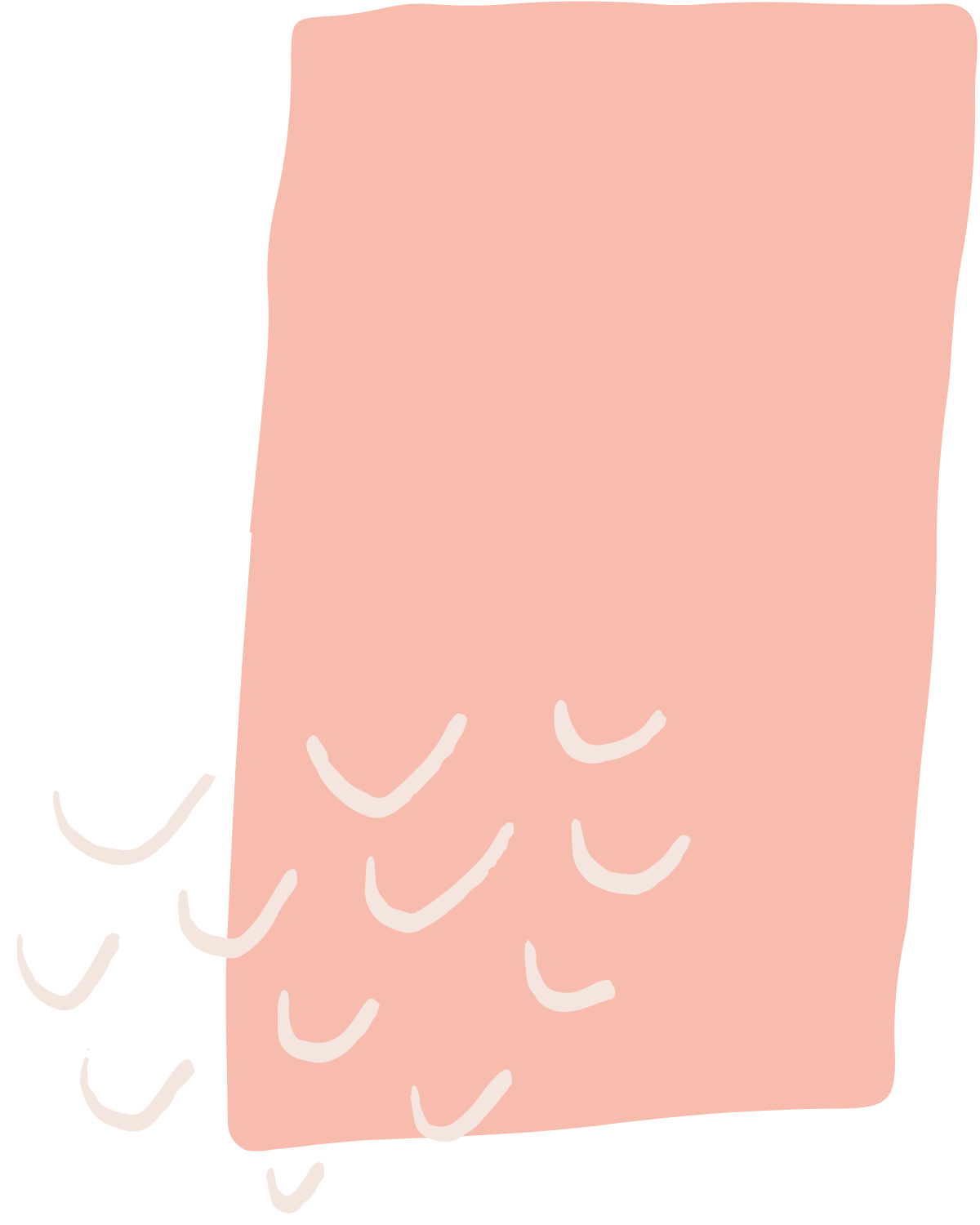 A cartoon illustration of a pink exfoliating cloth with white scrubbing lines on it.