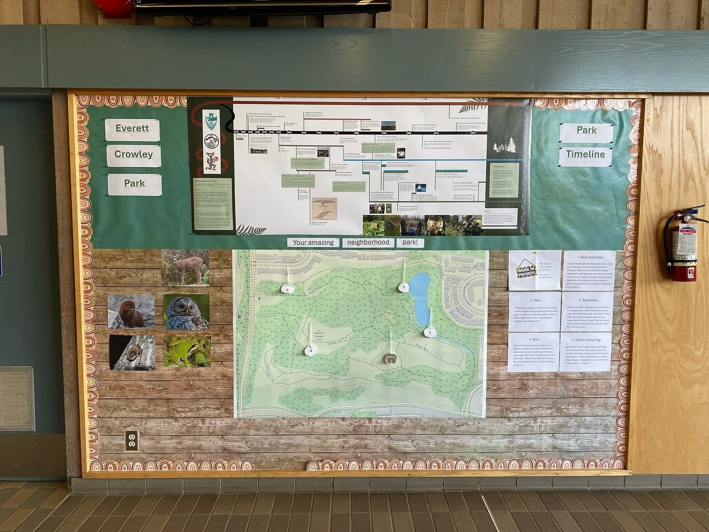 Have you checked out the new Everett Crowley Park display in the @champlainheightscc ? The interactive display created by nature educator Cole includes a timeline of ECPC and the park, interactive map of ECPC&rsquo;s stewardship sites, and wildlife f