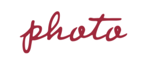 Text saying 'photo' written in cursive. No other objects in the image.