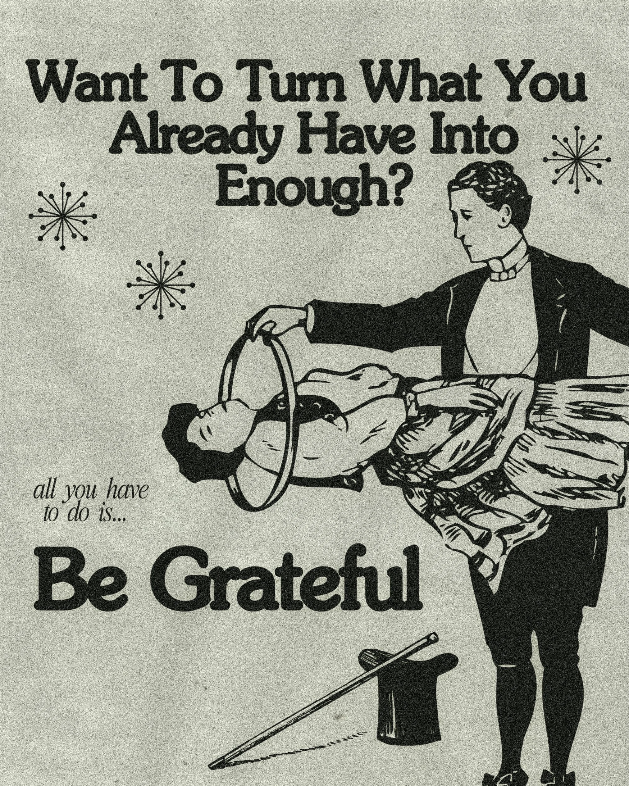 A vintage-style drawing of a man dressed in formal attire holding a woman in a dress with a hoop skirt. The woman is laying horizontally with her eyes closed, and the man is holding her by the shoulders. The background contains decorative starburst p