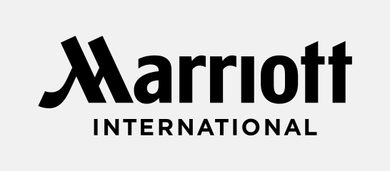 Grey background with black text that says 'Marriott International'