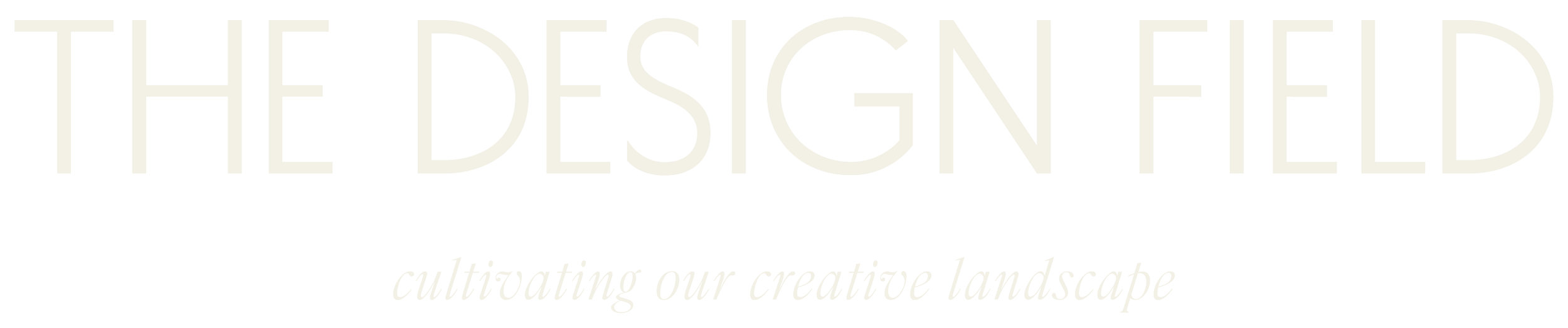 Logo with the text "THE DESIGNED" in large uppercase letters and the phrase "cultivating our creative landscape" in smaller cursive font underneath.